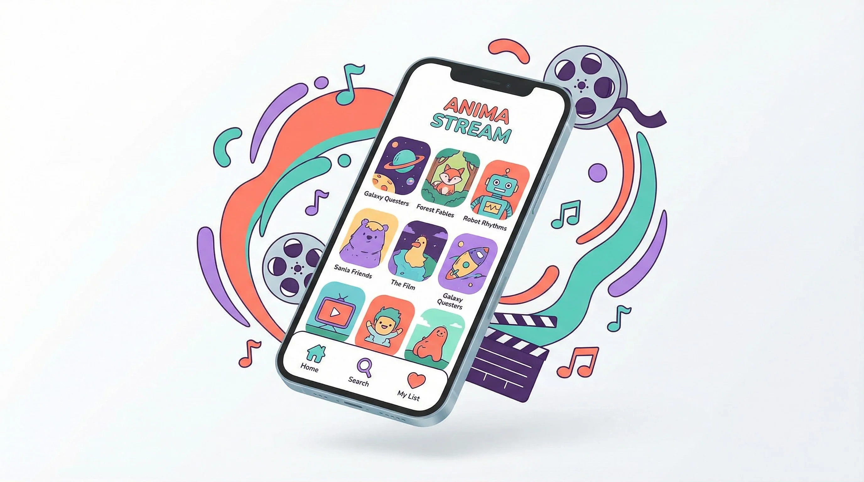 九视频移动端APP界面展示 - 手机上浏览独立动画短片